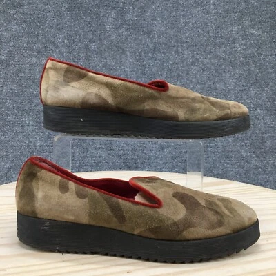 Zapatos sin cordones informales de camuflaje para mujer 38,5 cómodos mocasín de cuña marrón gamuza Foto 1 de 4