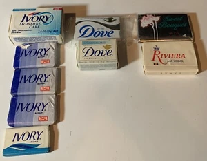 Lot Of 10 Vintage Mini Hotel Motel Mini Guest Soap Bars Ivory Dove Riviera Etc. - Picture 1 of 2