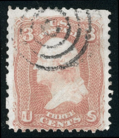 US Scott # 94 George Washington (1867) Rose 3¢ "F" Grill  USED ***FREE SHIP** Cover