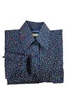 Vintage 70s Obermeyer Spellout Navy Polka Dot Button Down Shirt Size Large Q78