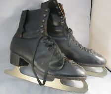 Vintage Retro Men's Fagan Black Leather Ice Skates 1940's/50s  Size 9 Display 