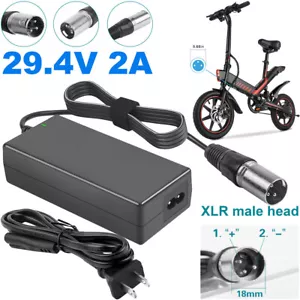 29.4V 2A XLR Charger Adapter For 24V Li-ion Battery Ebike Electric Bike Scooter - Picture 1 of 12