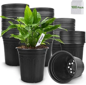 100 Pack 1 Gallon Nursery Pots Plastic Pots For Plants Plastic Flower Pots Plast - Picture 1 of 3