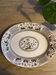 victorian sampson hancock (s.h.) pottery norman floral movement brown plate - Picture 1 of 5