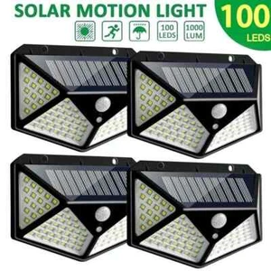 4PCS 100 LED Solar Powered Light PIR Motion Sensor Light Garden Outdoor Security - Picture 1 of 15