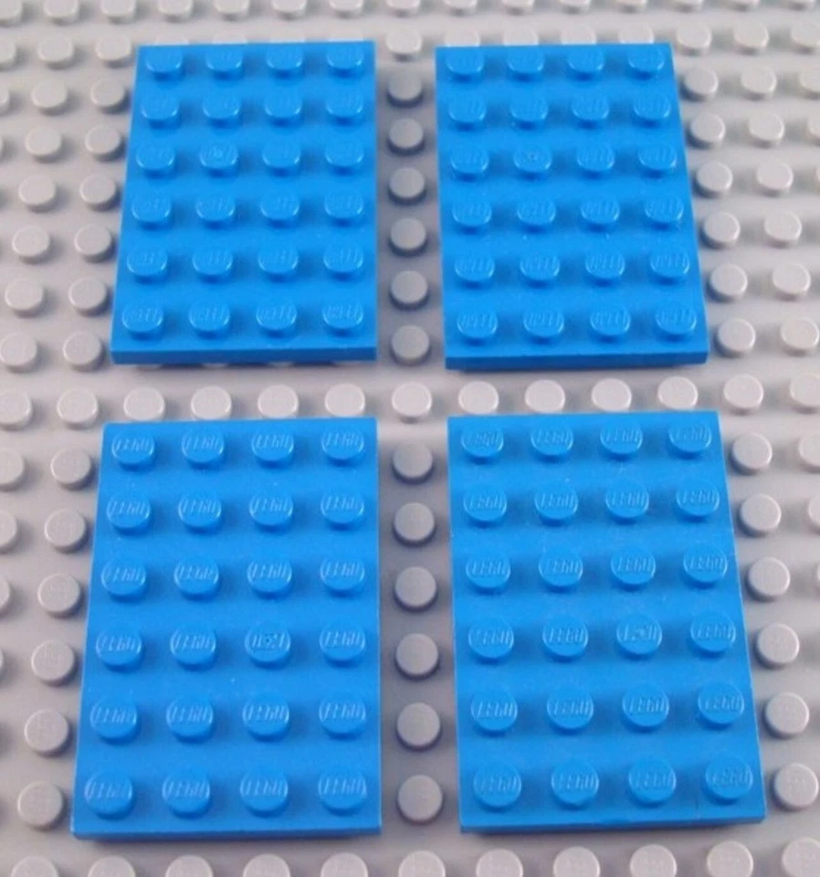 LEGO Lot of 4 Blue 4x6 Plate Pieces - Image 1 of 1