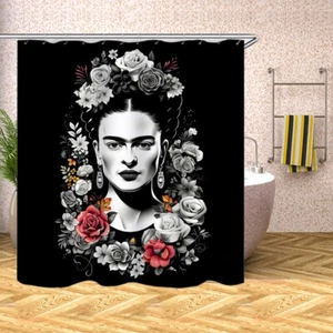 FridaKahlo Print Portraiture Shower Curtain Set Waterproof Bathtub Decor Curtain - Picture 1 of 4