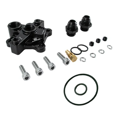 AN10 Oil Filter Block Adapter Kit For Nissan GTR Skyline RB20 RB25 RB26 RB30. — 第 1/4 张图片
