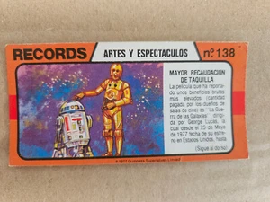 RARE : BIMBO RECORDS spanish trade card - #138 STAR WARS R2D2 C3PO - Picture 1 of 2