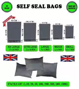 More details for postal post packaging bags plastic parcel mailing packing postage self seal,grey