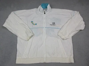 VINTAGE Sergio Tacchini Jacket Mens 42 White Outdoors Lightweight Track Zip Coat - Picture 1 of 17