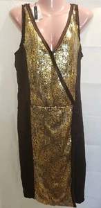 NWT- MAGASCHONI COLLECTION Silk & Sequin Brown Party Dress, Women's Size 8, $422 - Picture 1 of 11