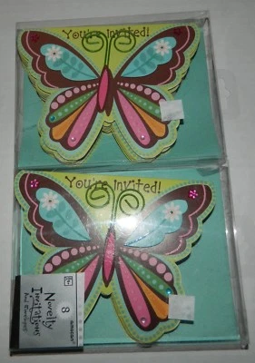 NOVEDAD INVITACIONES Lote de 2 BOHO MARIPOSA HIPPIE CHICA FIESTA DE CUMPLEAÑOS 16 Total Foto 1 de 4