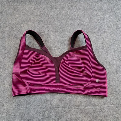 Sujetador deportivo Lululemon para mujer 36DD rosa negro a rayas Ta Ta Ta Tamer II soporte alto Foto 1 de 4