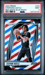 2024-25 Panini Prizm Stephon Castle #234 Red White & Blue Prizm RC PSA 9 MINT - Bild 1 von 2