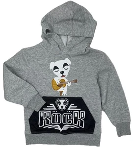 Animal Crossing Boys XS 4-5 Gray Hooded Rock Logo Sweatshirt - Picture 1 of 7