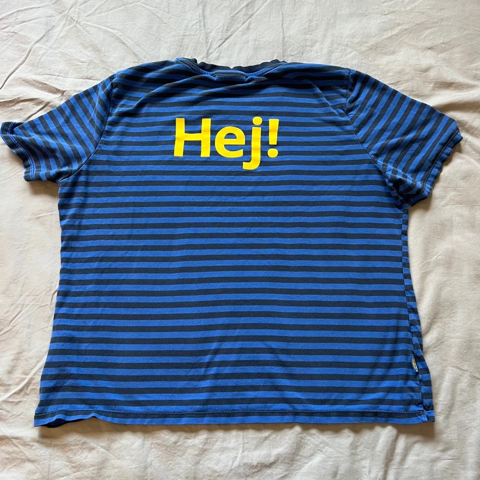 Camiseta de hombre IKEA en forma de O/P azul a rayas manga corta ¡Hej! Uniforme de empleado Foto 1 de 4