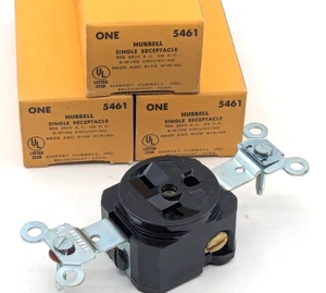 Three - Hubbell 5461 Single Receptacle 3 wire 20a 250v Brown - New In box - Picture 1 of 9