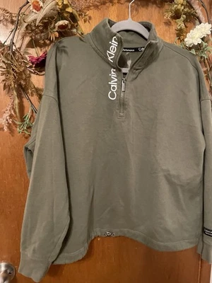 Calvin Klein Performance Plus Size 1x Cropped 1/4 Zip Top Adjustable Hem - Image 1 of 4