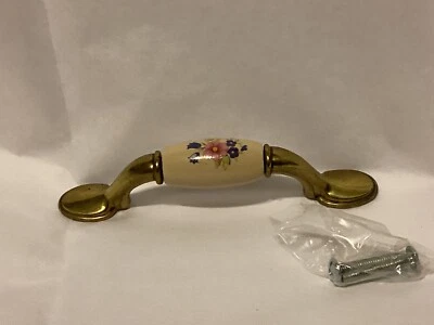 Lote De 12 Tiradores De Gabinete Vintage Latón Cerámica Floral Country Latón Manija  Foto 1 de 4