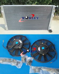 ALUMINUM RADIATOR &FAN FOR 1999-2002 Volkswagen Golf MT Turbo MK4 Dual Pass 01 - Picture 1 of 9
