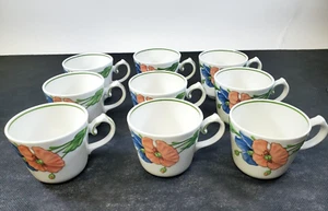 Vintage Set 9 VILLEROY & BOCH AMAPOLA Flat Cups 2/34" Coffee Tea, No Saucers - Picture 1 of 21