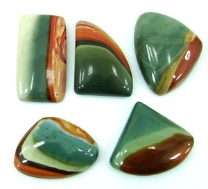 70.70 Ct Natural Polychrome Jasper Loose Gemstone Cabochon 5 Pcs Stone Lot-23063 - Picture 1 of 2