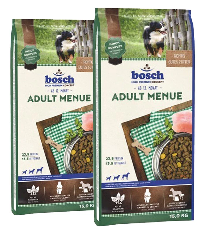 2 x 15 kg Bosch Adult Menue Hundetrockenfutter mit Geflügel für ausgewachsene  - Bild 1 von 1