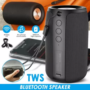 TRAGBARER WIRELESS BLUETOOTH LAUTSPRECHER STEREO SUBWOOFER SD MUSICBOX NEU - Bild 1 von 20