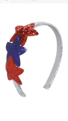 GYMBOREE DIADEMA ROJA BLANCA Y LINDA con estrellas brillantes rojas y azules nuevas sin etiquetas Foto 1 de 4