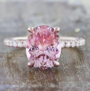 Anillo de zafiro Padparadscha natural relleno de oro de 18 quilates regalo de aniversario de cumpleaños de 4 quilates - Imagen 1 de 4