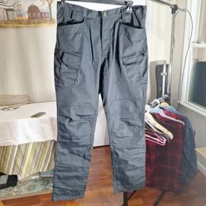 Black Tactical Cargo Polyester Blend Water Resistant 33 X 32  Relaxed Fit Pant - Picture 1 of 11