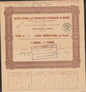 RARE => part: Société d'Etude & Construction d'INSTRUMENT DE MUSIQUE (I) - Bild 1 von 1