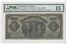 1911 Dominion of Canada DC-18c, $1 Ser H-L , SN# 776278J Green Line : PMG F-15  