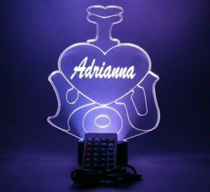 I Love You Heart Night Light Up Table Lamp LED Personalized Engraved With Remote - Picture 1 of 12