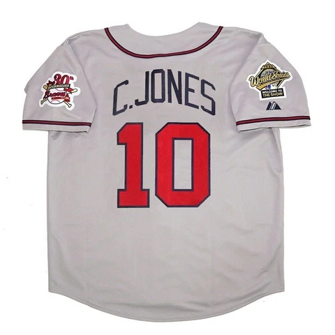 Chipper Jones Atlanta Braves 1995 World Series Grey Road Jersey Men's (S-3XL) Cover