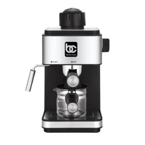 Stainless Steel & Black 4-Shot Steam Espresso Cappuccino and Latte Maker Machine - Picture 1 of 6