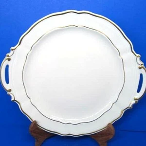 Bernardaud Limoges France LOUIS XV Regence Cream Gold Trim Handled Cake Plate - Picture 1 of 12