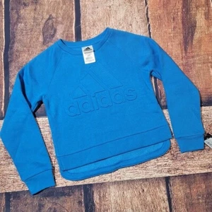 Adidas youth girls XS 6/6x blue raised letter sweatshirt - Picture 1 of 8