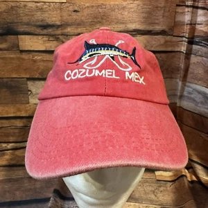 Cozumel México Sombrero Rojo Gorra Ajustable Correa Club Cabo Pesca Marlin Ganchos - Imagen 1 de 8