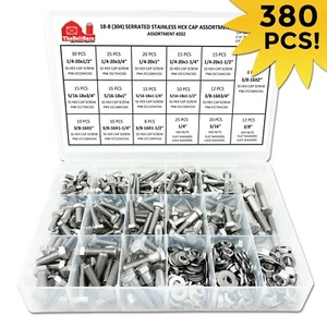 18-8 Stainless Steel Hex Cap Screw Bolt Nut Flat Lock Washer 304 Assortment Kit - Picture 1 of 2