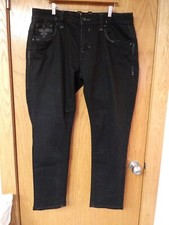 Rock Revival Men's Black Pre-Owned Jeans (James) Size 38/32 Relaxed Straight !! 