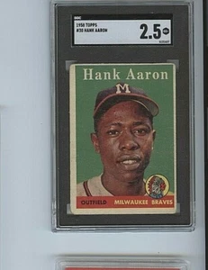 1958 Topps Hank Aaron Milwaukee Braves #30 ๐ฅ๐ฅ๐ SGC Graded 2.5 - Picture 1 of 2