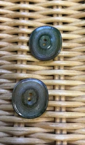 Unique Pair of Vintage Translucent Swirled Bakelite Oblong 2 Hole Buttons 7/8" - Picture 1 of 4