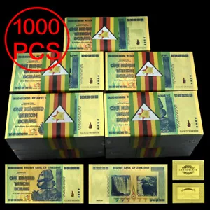 Classic Zimbabwe One Hundred Trillion Dollars Gold Banknotes 1000pcs Collections - Picture 1 of 8