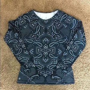 Atheleta Sierra Gray Paisley Long Sleeve Athletic Top size Medium Outdoor Hike - Picture 1 of 8