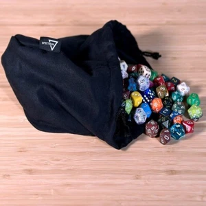 BCW Spectrum Large Dice Bag Black String Pouch Hold 350+ Tokens Game Parts RPG - Picture 1 of 3
