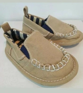 Escalones de lona Kakhi, azul marino, zapatos sin cordones blancos - talla 6-9Mos - Imagen 1 de 8