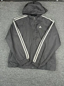Adidas Windbreaker Youth Size  Large Black White Athletic Jacket - Picture 1 of 7