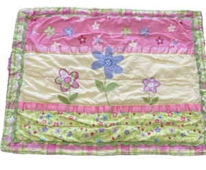 Circo Quilted Cotton Standard Sham Pink Flowers Embroidery Rik Rak - Picture 1 of 18